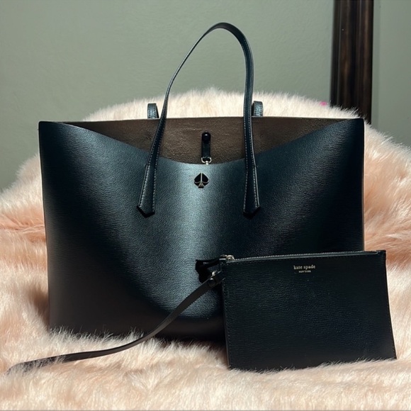 GENUINE Kate Spade Molly Tote Large Bag Black Leather Handbag - Picture 2 of 16